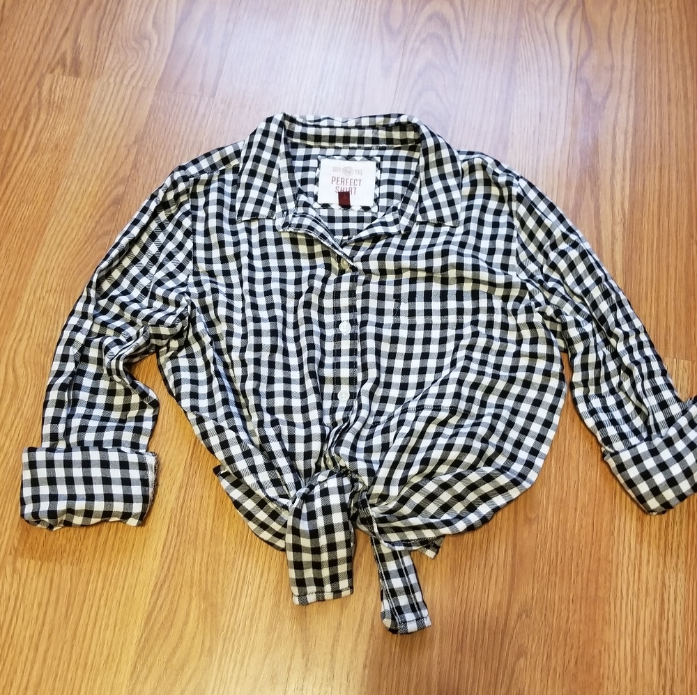 SO "Perfect Shirt" B/W Checkered Top